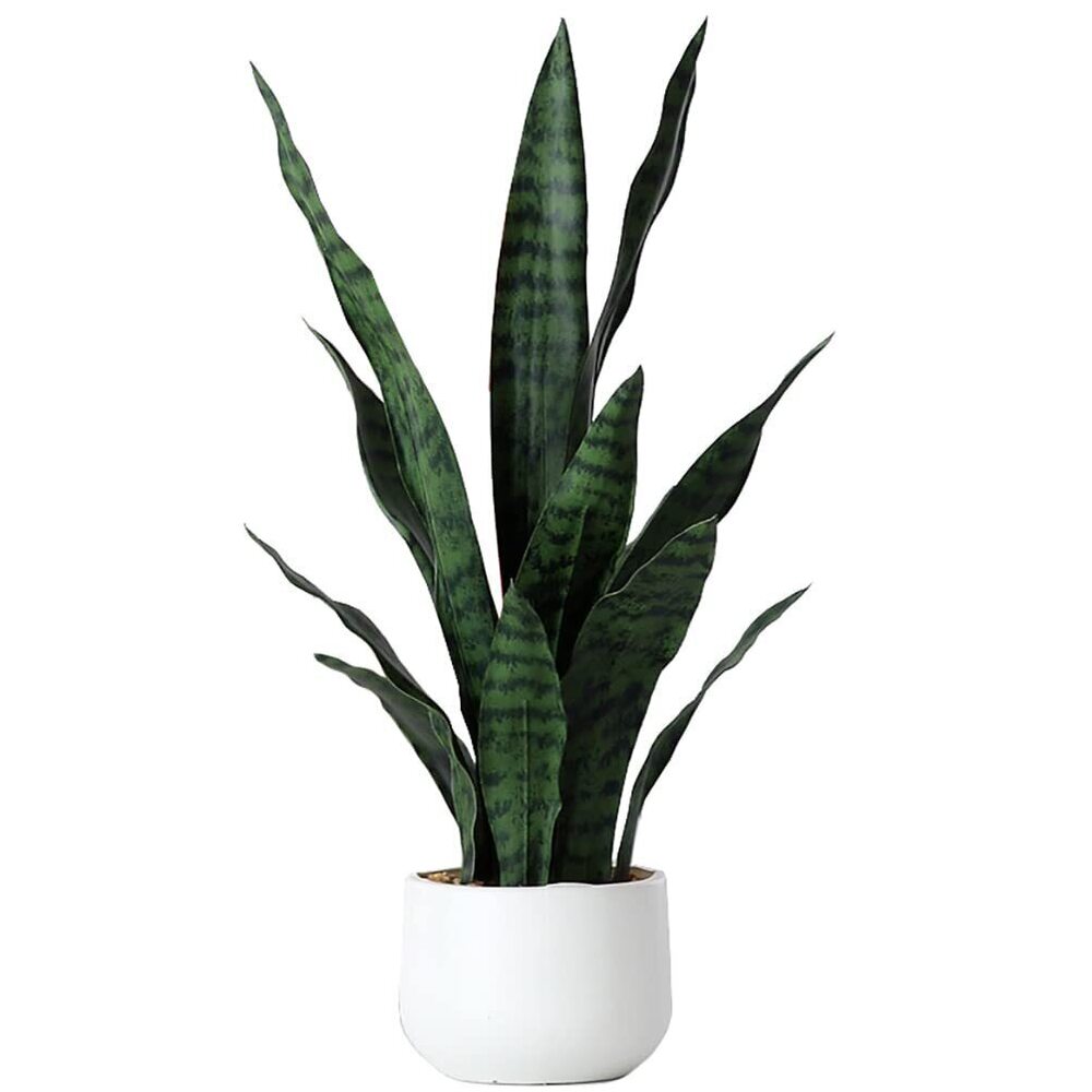 1981 Artificial Snake Plant 22 Inch Sansevieria Agave Potted Plants Plastic